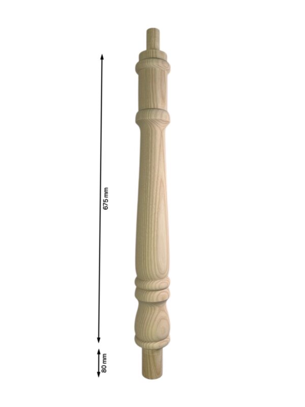 Ash Georgian Turned Continuous Newel Post 90mm x 675mm - Image 2