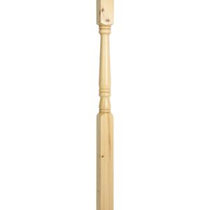 Pine Georgian Turned One Piece HALF Newel Post 90mm x 1490mm