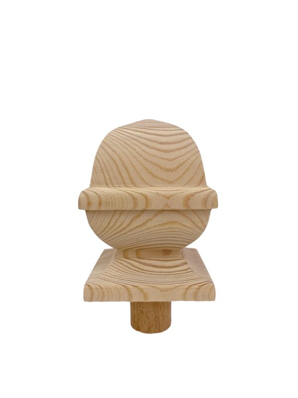 Pine Square Acorn Newel Cap 90mm - Image 3