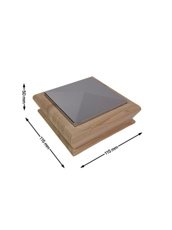 Unique Timber & Chrome Pyramid Newel Cap - In Various Timbers - Image 2
