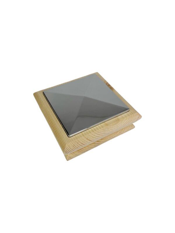 Unique Timber & Chrome Pyramid Newel Cap - In Various Timbers - Image 6