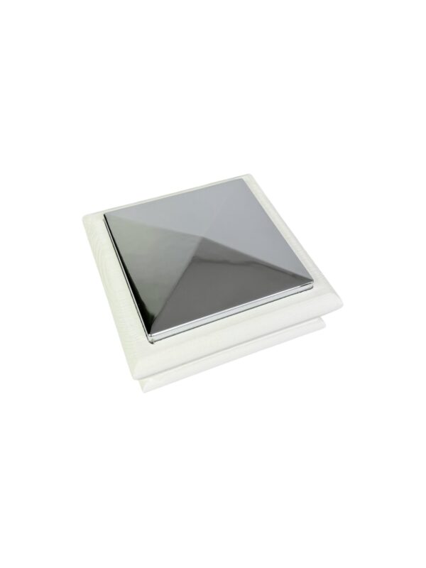 Unique Timber & Chrome Pyramid Newel Cap - In Various Timbers - Image 8