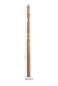 Pine Barley Twist Volute Newel Post