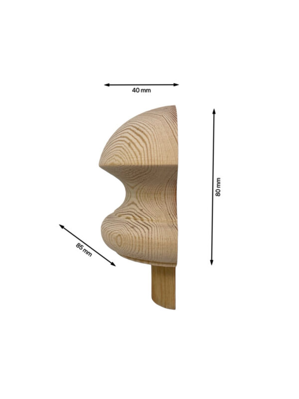 Pine HALF Mushroom Newel Cap 90mm - Image 2
