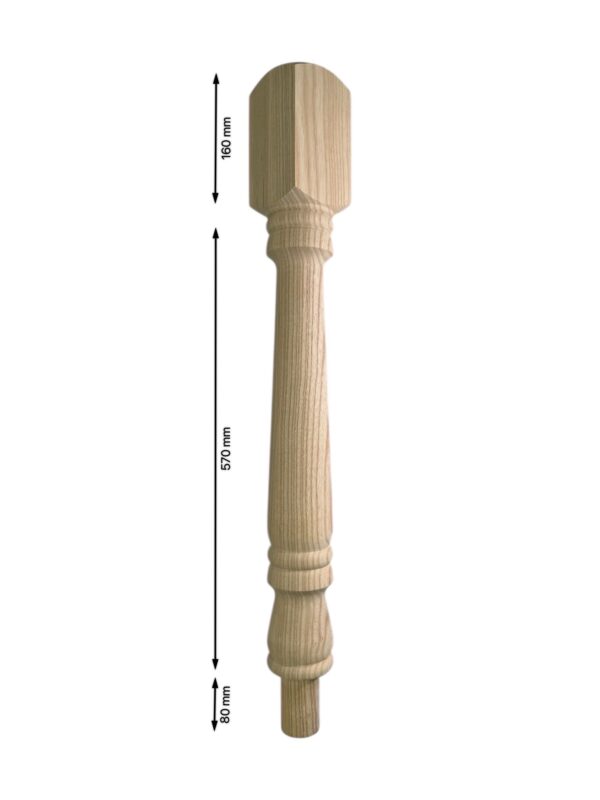 Ash Turned Georgian Newel Post 90mm x 730mm - Image 2