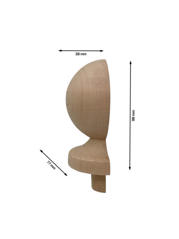 Oak HALF Ball Newel Cap 83mm - Image 2