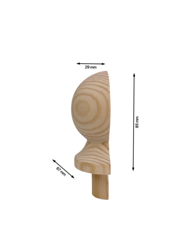Pine HALF Ball Newel Cap 70mm - Image 4