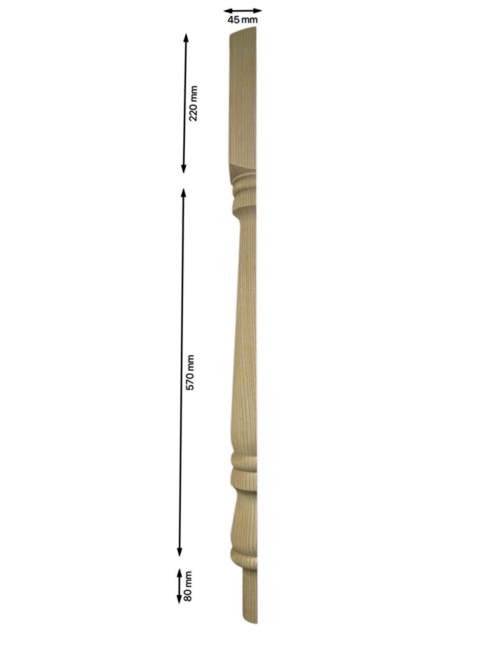 Ash Turned Georgian HALF Newel Post 90mm x 790mm - Image 2