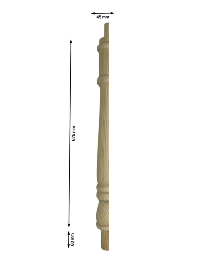 Ash Georgian Turned HALF Continuous Newel Post 90mm x 675mm - Image 2