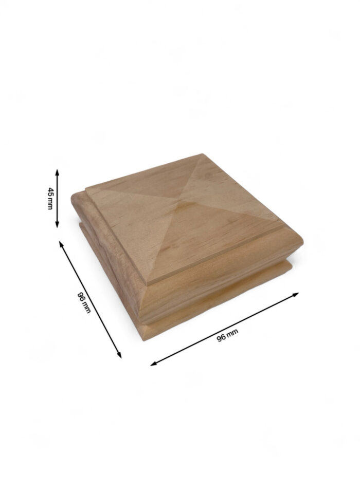 Pine Square Pyramid Newel Cap 70mm - Image 4