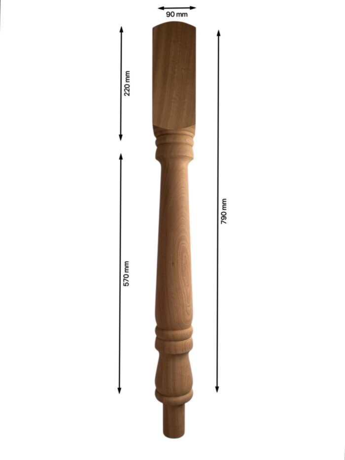 Sapele Turned Georgian HALF Newel Post 90mm x 790mm - Image 2