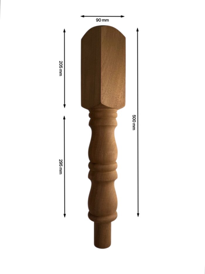Sapele Georgian Turned Pulpit Newel Post 90mm x 500mm - Image 2