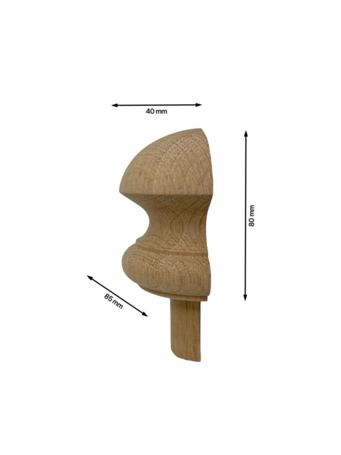 Oak HALF Mushroom Newel Cap 83mm - Image 2