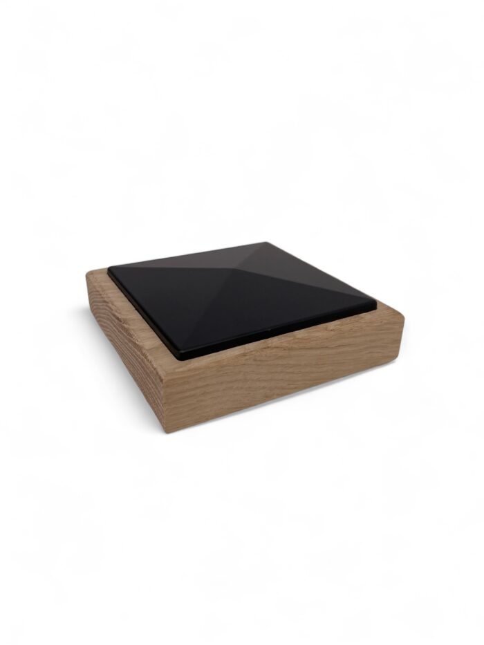 Unique Timber and Black Newel Cap - In Various Timbers