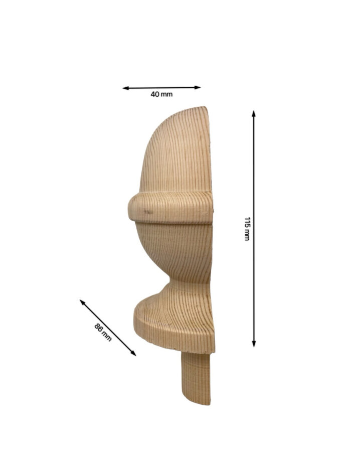 Pine HALF Acorn Newel Cap 90mm - Image 2