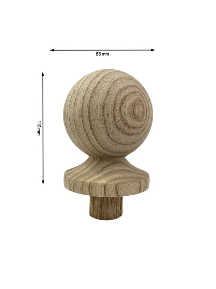 Ash Ball Newel Cap 90mm - Image 3