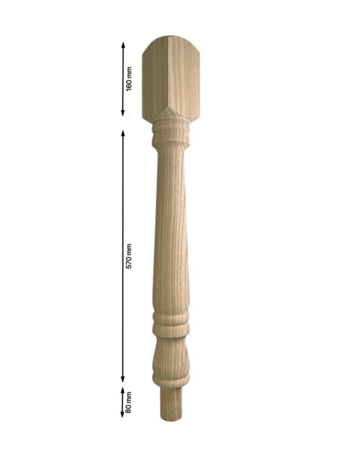 Ash Turned Georgian Newel Post 90mm x 730mm - Image 2