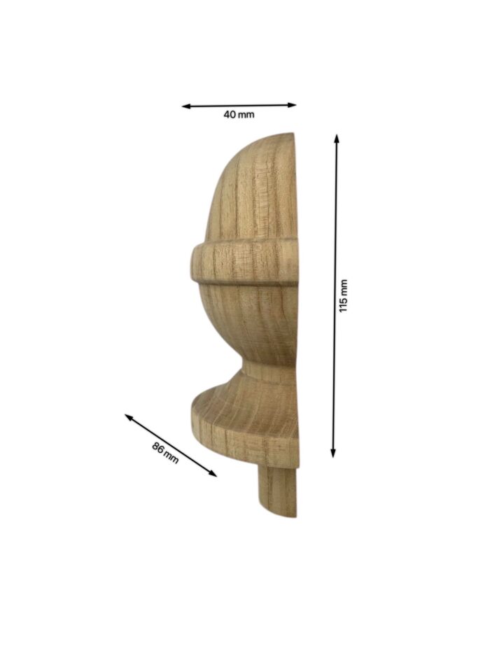 Ash HALF Acorn Newel Cap 90mm - Image 2
