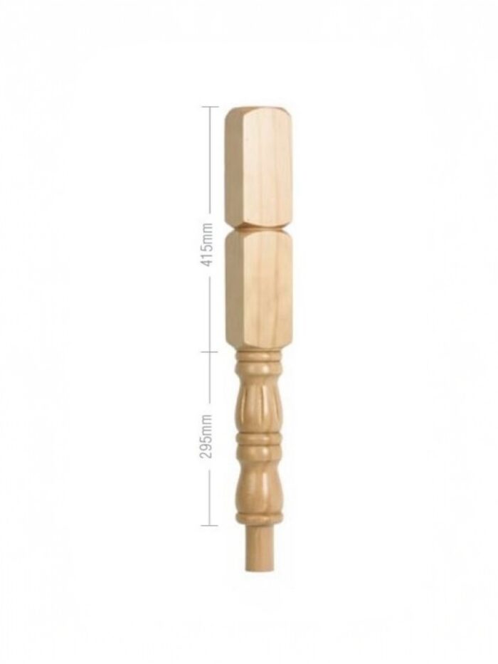 Pine Fluted Georgian Double Block Newel Post 90mm x 710mm - Image 2