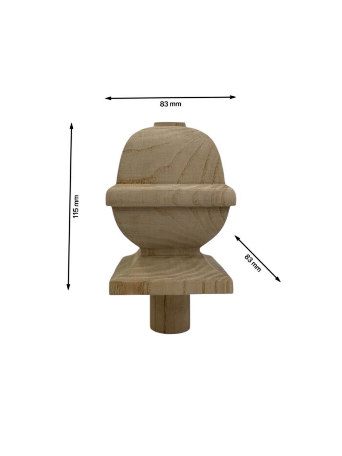 Oak Square Acorn Newel Cap 90mm - Image 4