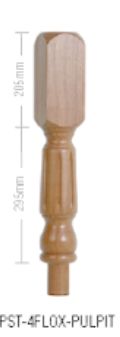 Pine Fluted Oxford Pulpit Newel Post 90mm x 500mm