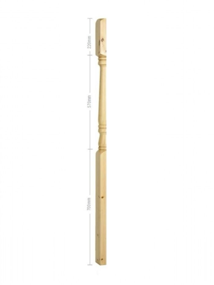 Oak Georgian Turned HALF One Piece Newel Post 90mm x 1490mm - Image 2