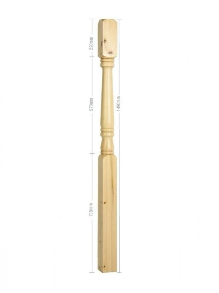 Oak Georgian Turned One Piece Newel Post 90mm x 1490mm - Image 2