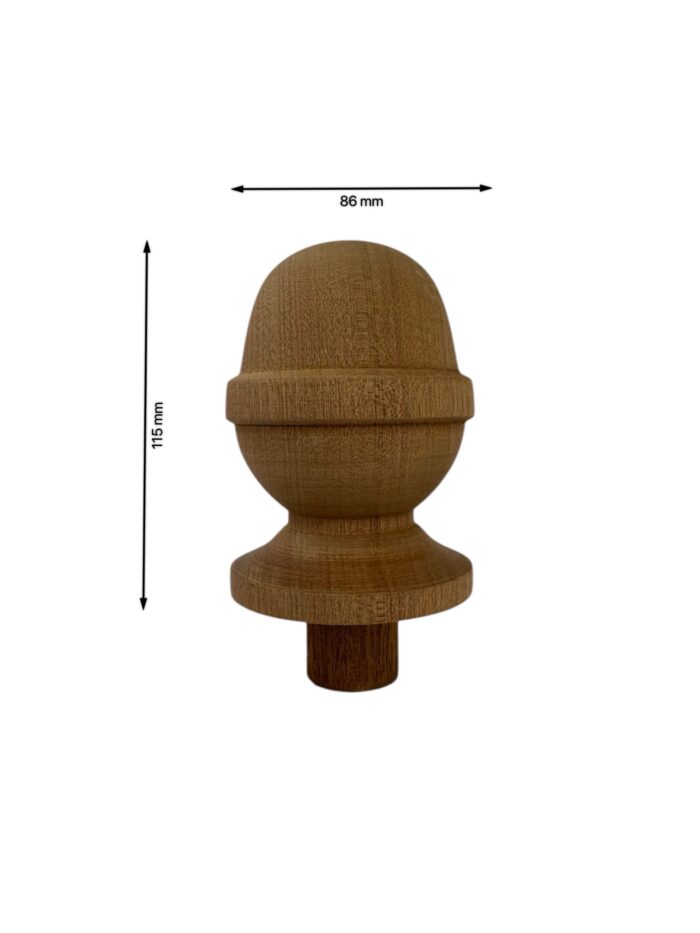 Sapele Acorn Newel Cap 90mm - Image 2