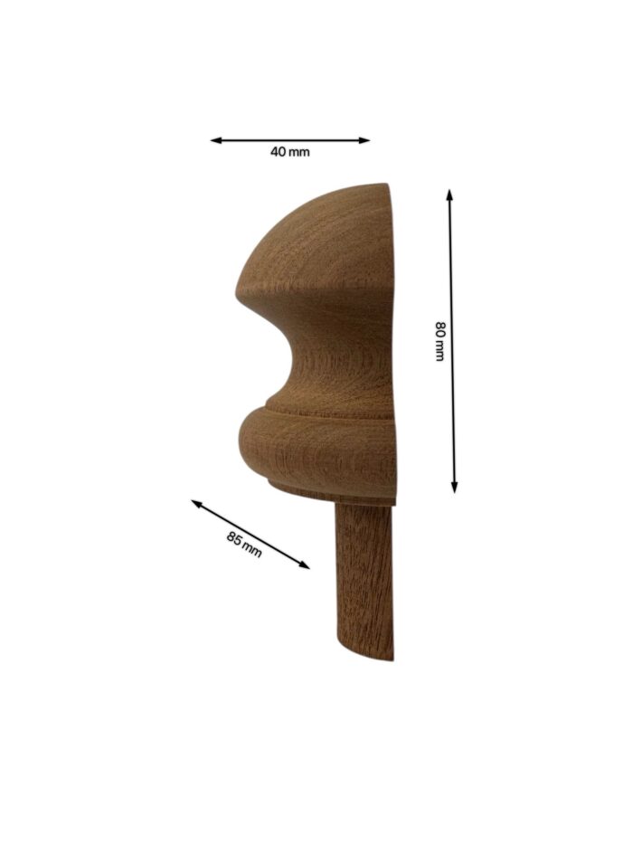 Sapele HALF Mushroom Newel Cap 90mm - Image 2