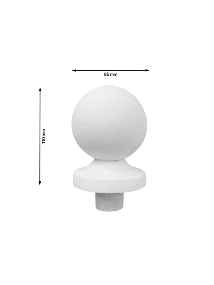 White Primed Ball Newel Cap 90mm - Image 3