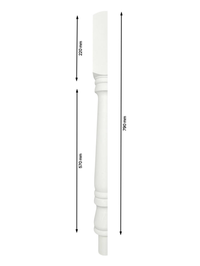 White Primed Turned Georgian HALF Newel Post 90mm x 790mm - Image 2