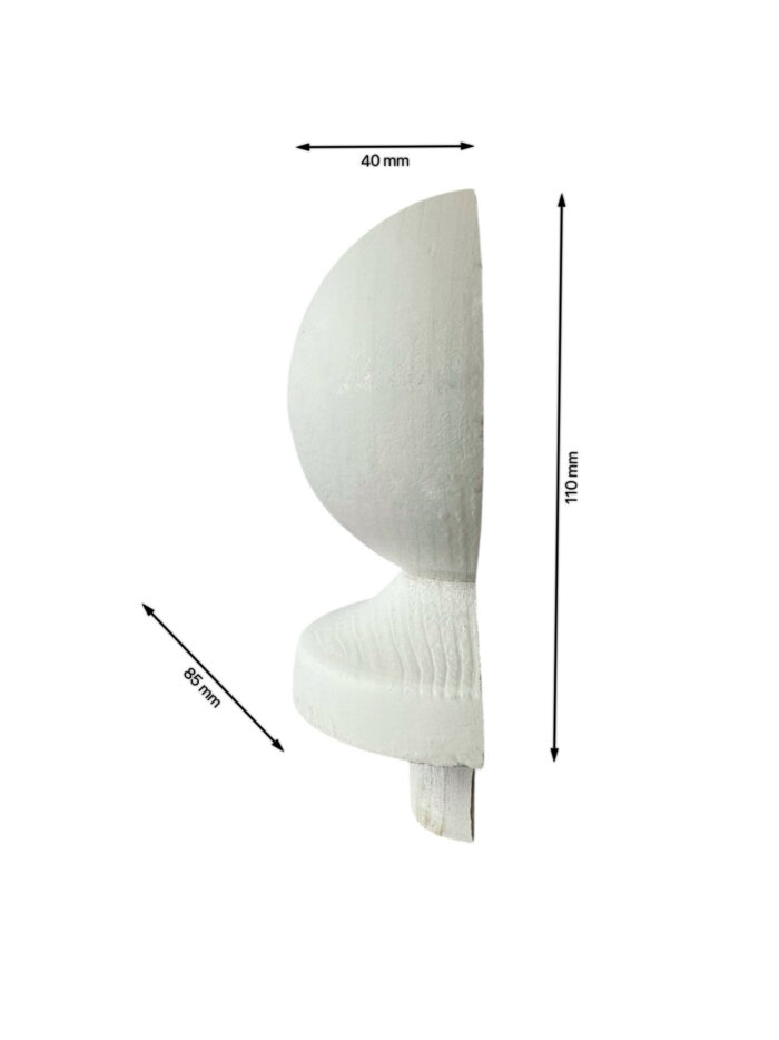 White Primed HALF Ball Newel Cap 90mm - Image 3