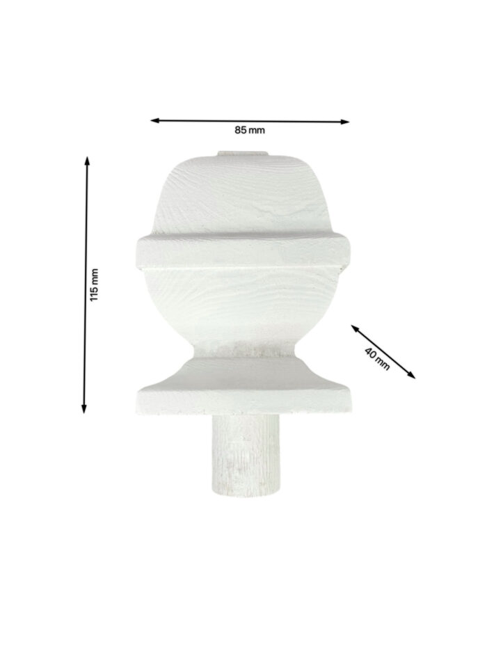 White Primed HALF Square Acorn Newel Cap 90mm - Image 3